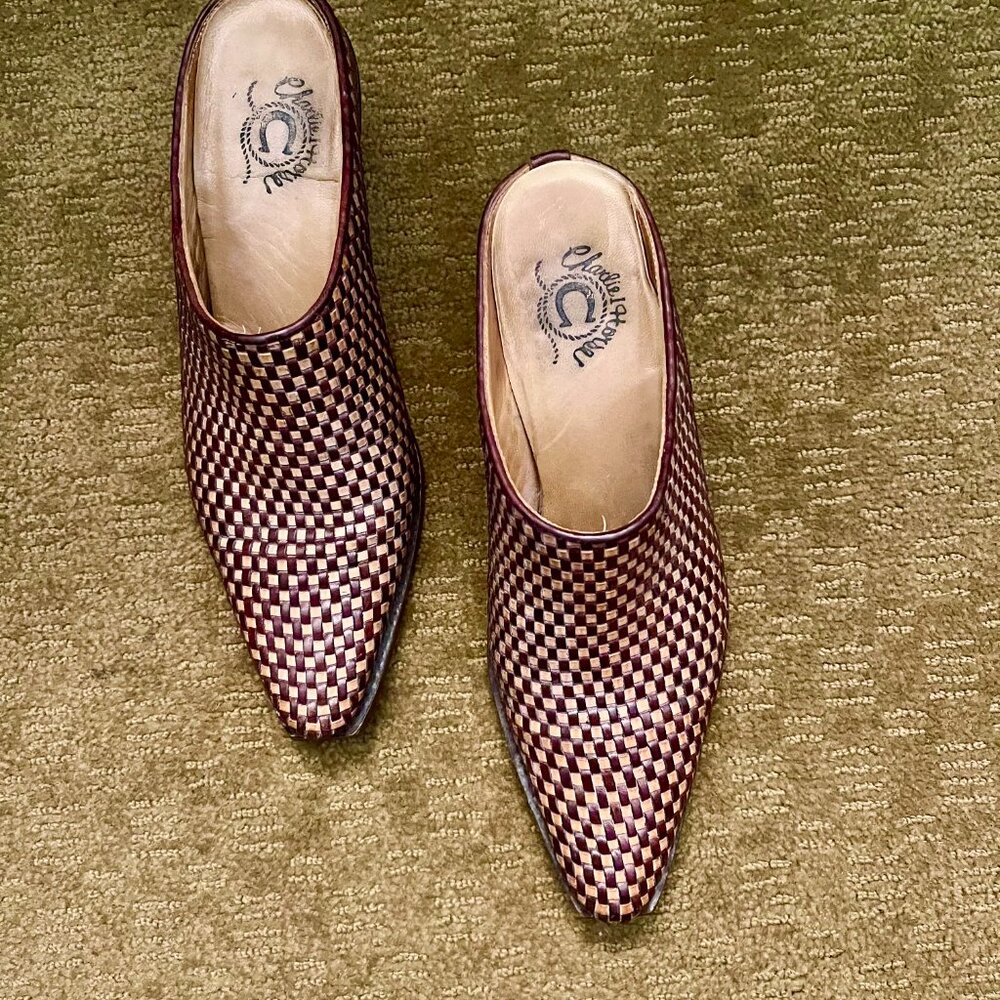 Woman's 6.5 US Charlie 1 Horse Woven Leather Mules